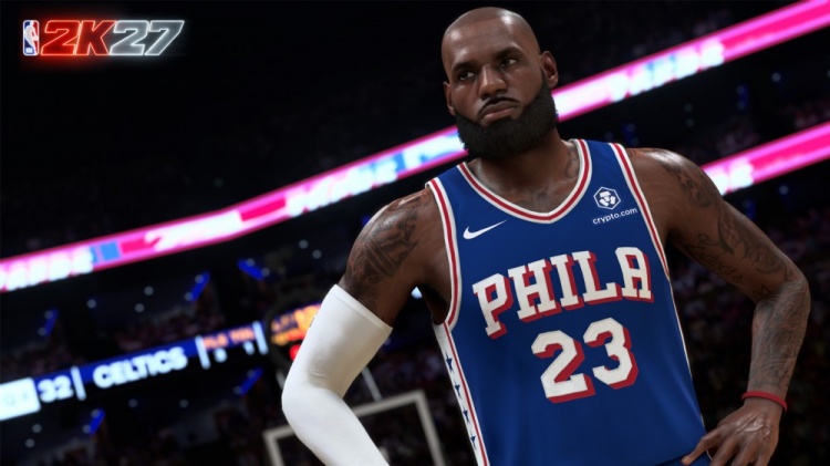 NBA 2K27官推晒詹姆斯76人版游戏形象：国王降临费城